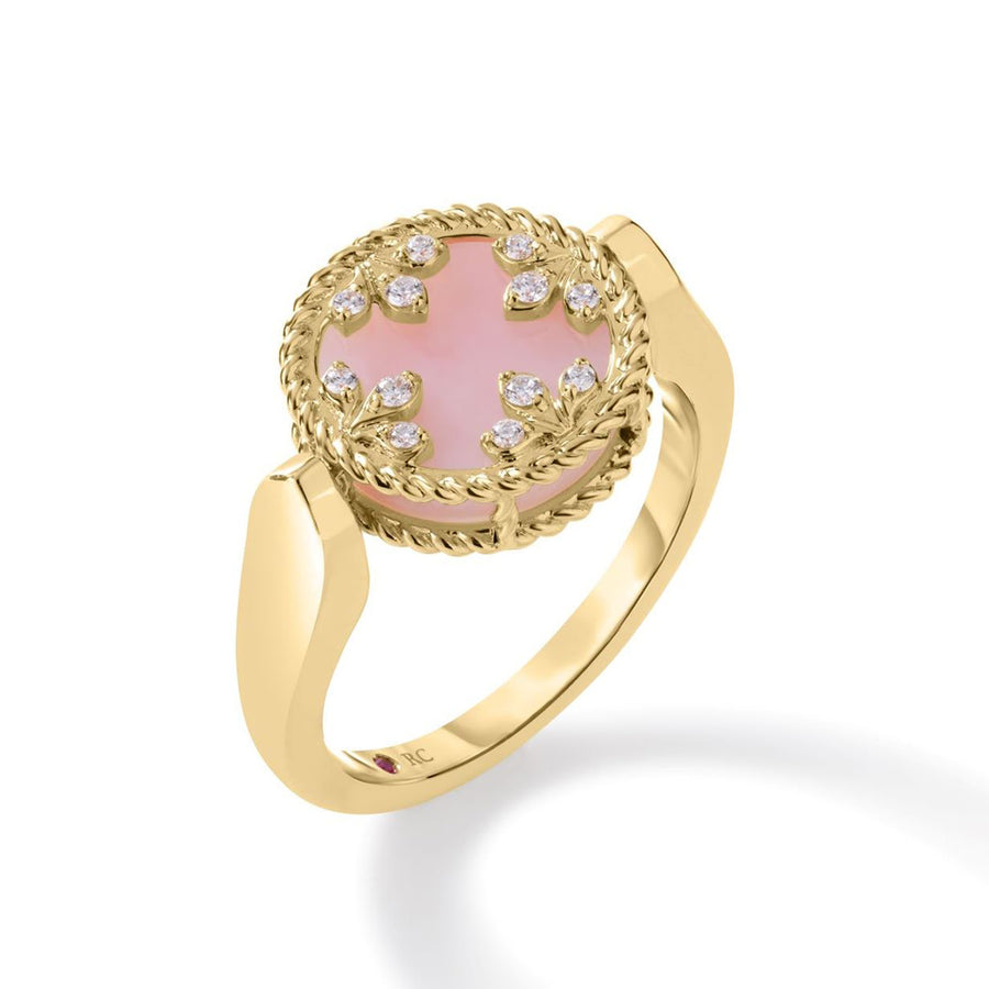 Venetian Princess 2.00ct Pink Opal and 0.05ct Diamond Reversible Ring in 18K Yellow Gold, size 6.5