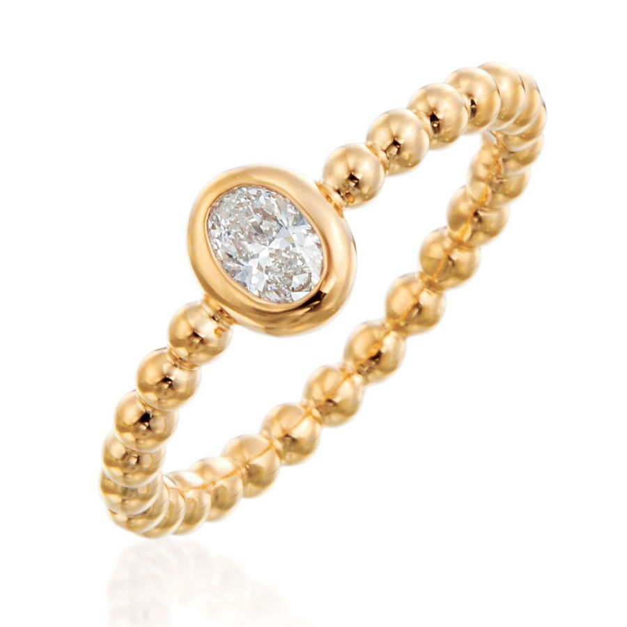 Nutmeg 0.23ct Oval Diamond Bezel Stack Ring in 18K Yellow Gold, size 7