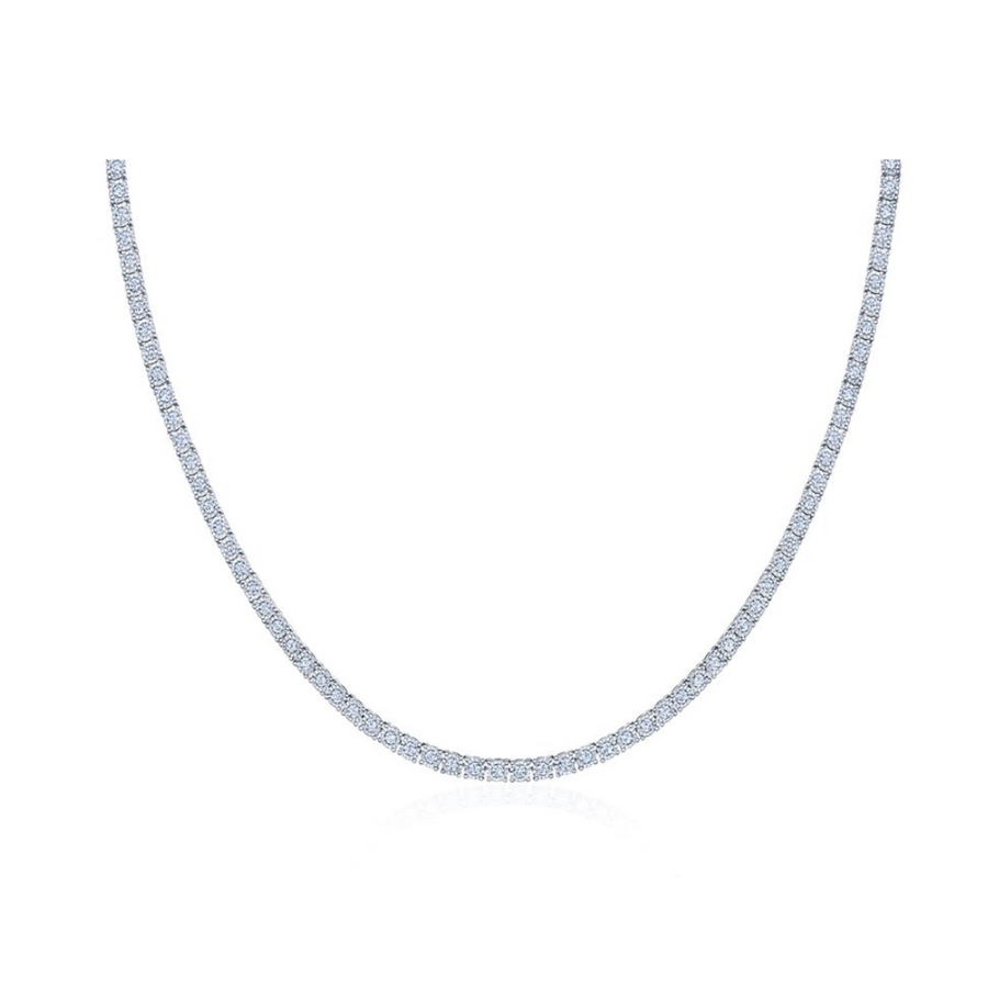 Sunburst 3.84ct Diamond Line Necklace in 18K White Gold