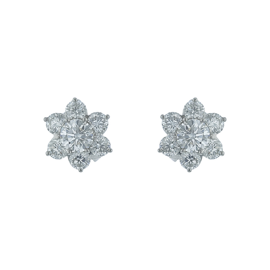3.69ct Diamond Flower Earrings in Platinum