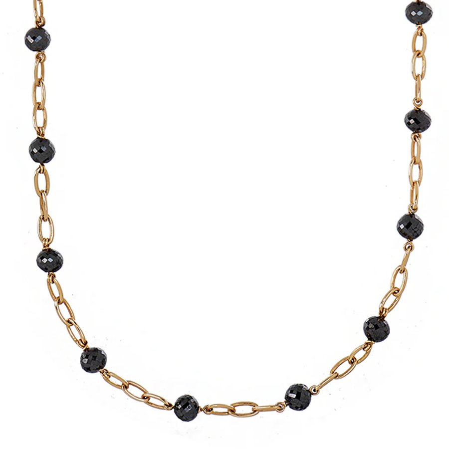 Disco 32.04ct Black Diamond Necklace in 18K Yellow Gold, 18-20"