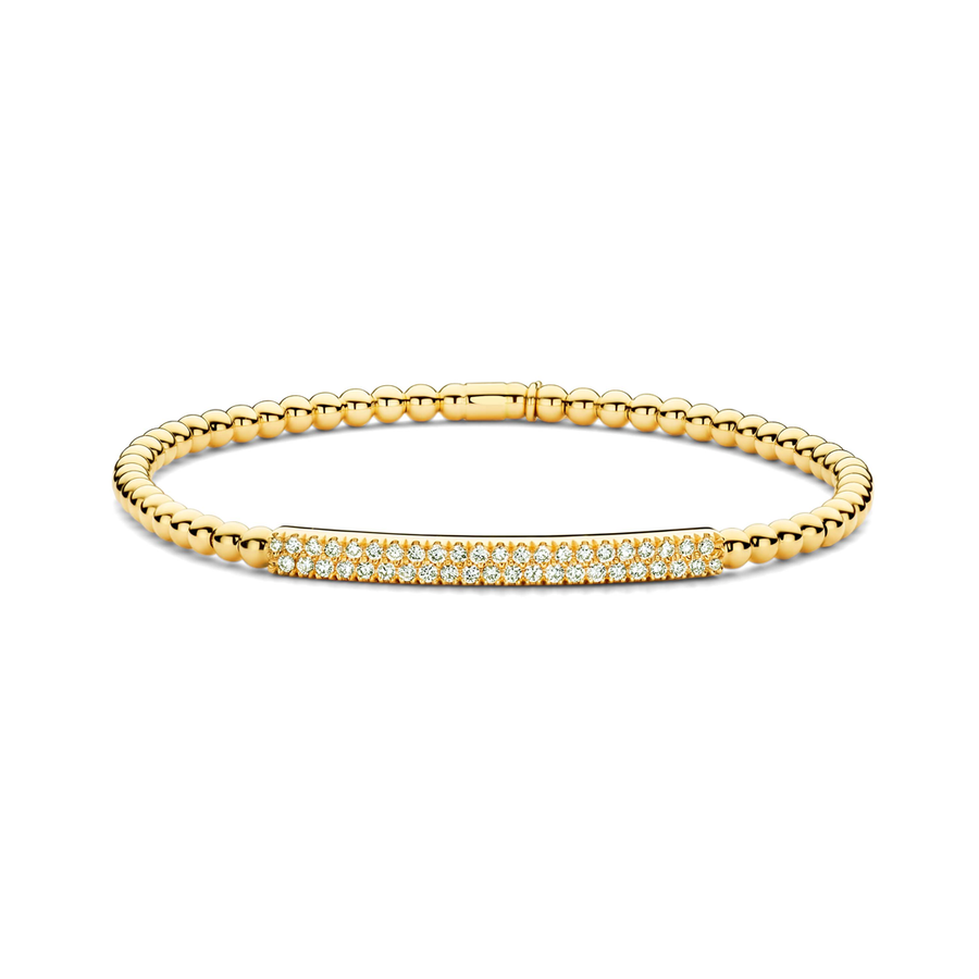 Tresore 0.41ct Diamond Two-Row Stretch Bracelet in 18K Yellow Gold