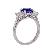 1.97ct Ceylon Sapphire and 1.01ct 3 Stone Ring in Platinum, size 6.75