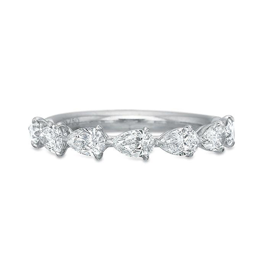 1.00ct Pear Shaped Diamond Partway Band in Platinum, size 6