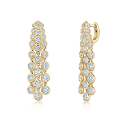 Waterfall 3.30ct Diamond Three Row Drop Earrings in 18K Yellow Gold