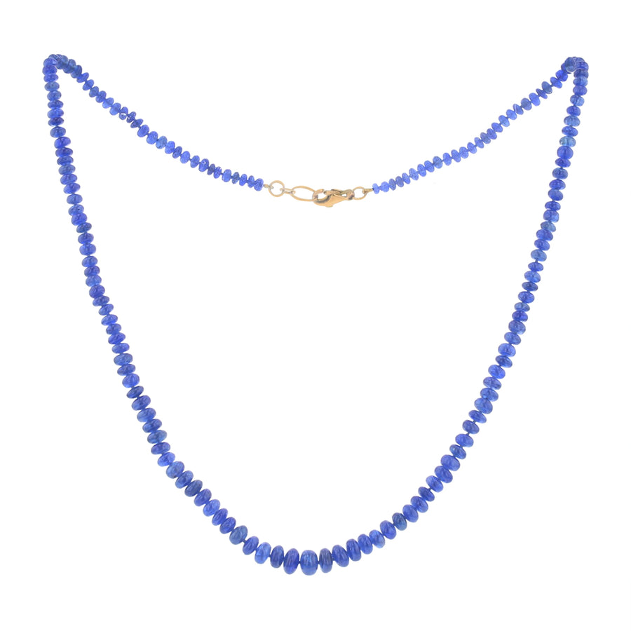 3.30 to 5.90mm Graduated Sapphire Bead Necklace in 18k Yellow Gold, 18"