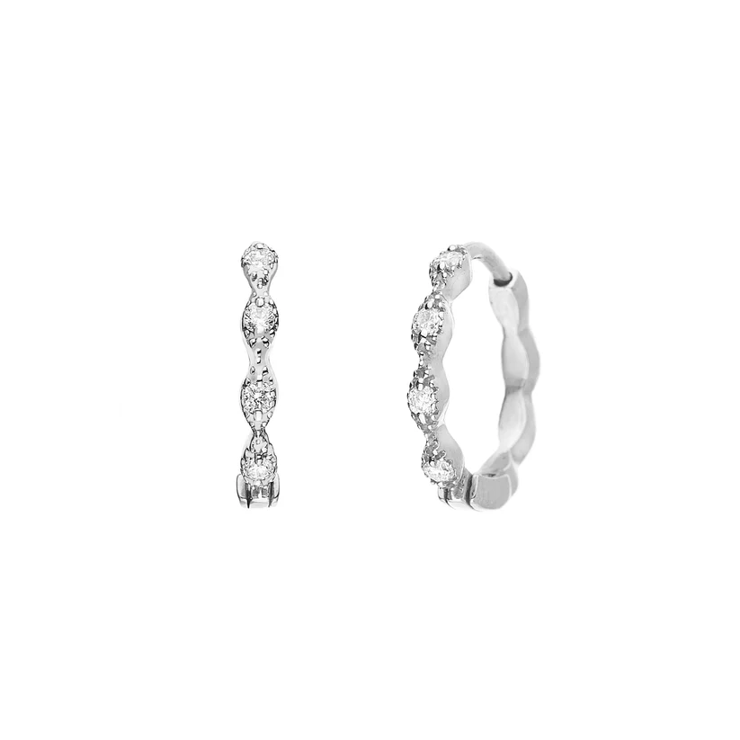 Eleanor 0.06ct Diamond Huggie Hoop Earrings in 18K White Gold