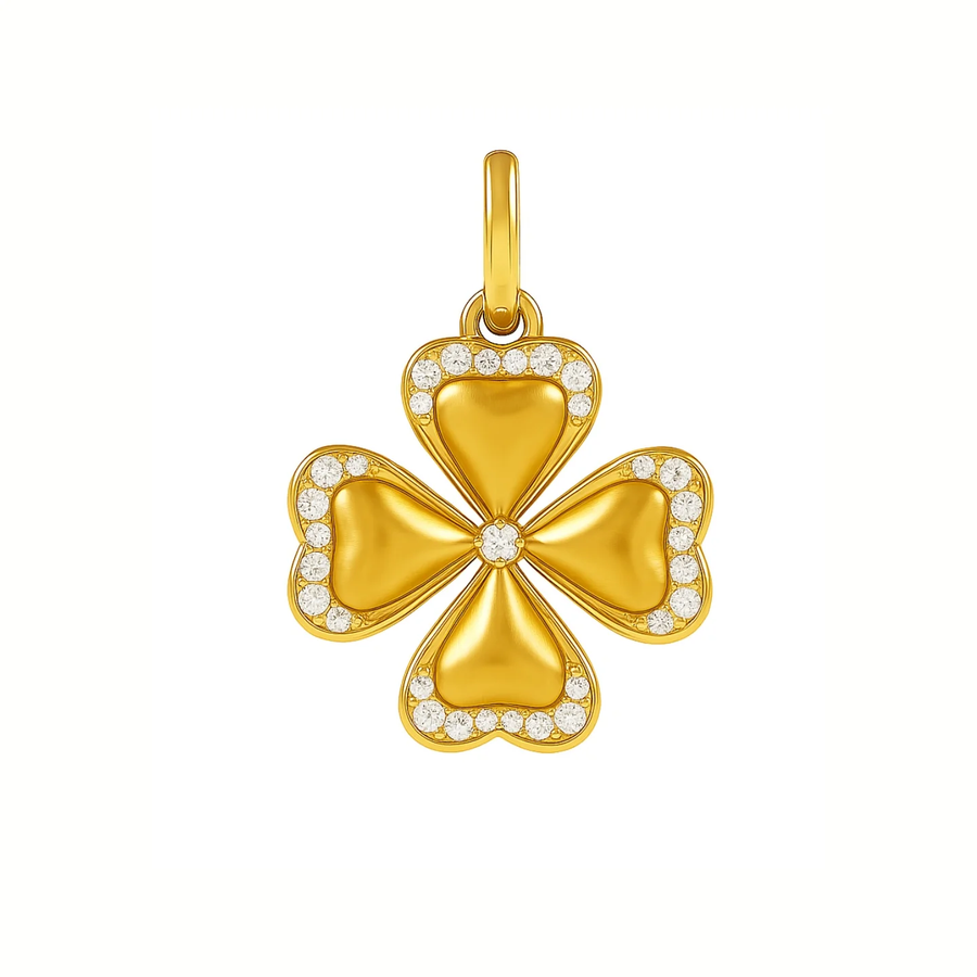 0.45ct Diamond Clover Charm in 18K Yellow Gold, without chain