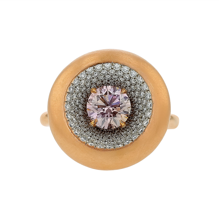 1.01ct Fancy Pink Diamond and 0.35ct Diamond Ring in Platinum and 18K Rose Gold, size 5