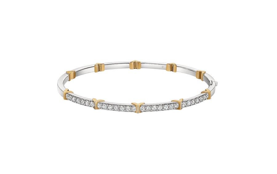 Copley 0.91ct Diamond Bangle Bracelet in 18K White and Yellow Gold