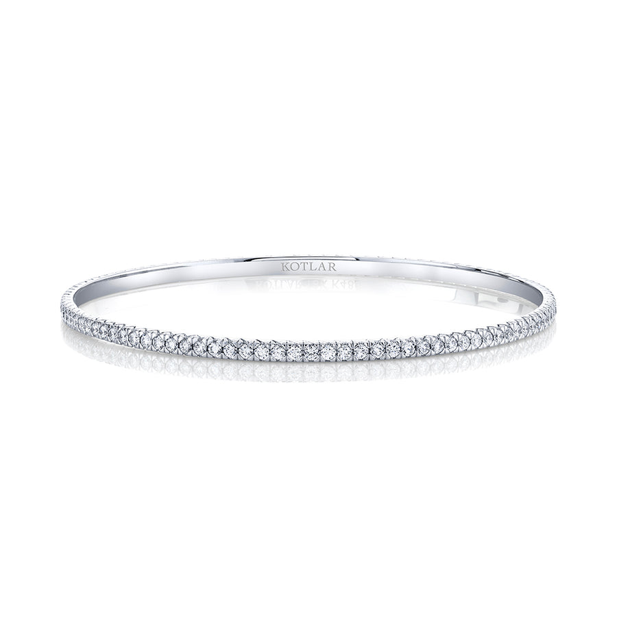French Cut 2.67ct Diamond Bangle Bracelet in 18K White Gold