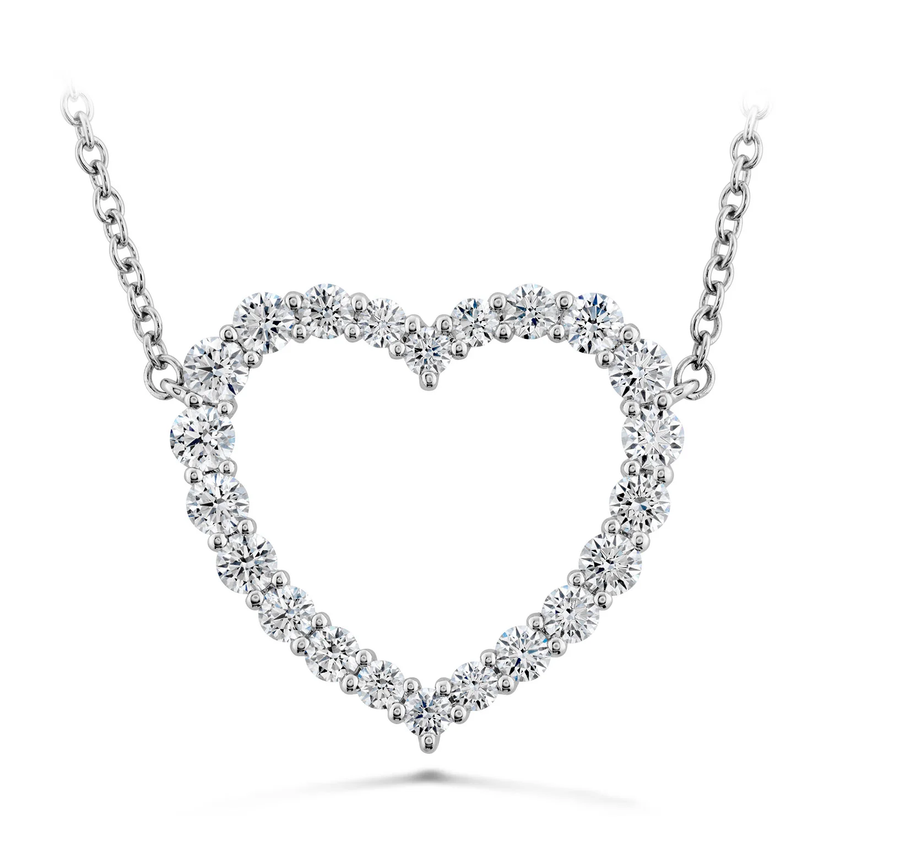 Signature 0.34-0.44ct Diamond Medium Heart Necklace in 18K White Gold, 18"