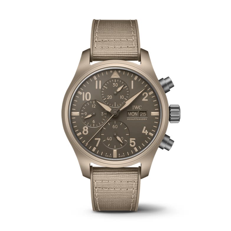 41.9mm Pilot's Chronograph Top Gun Edition "Mojave Desert" Watch with Brown Dial in Ceramic, Strap