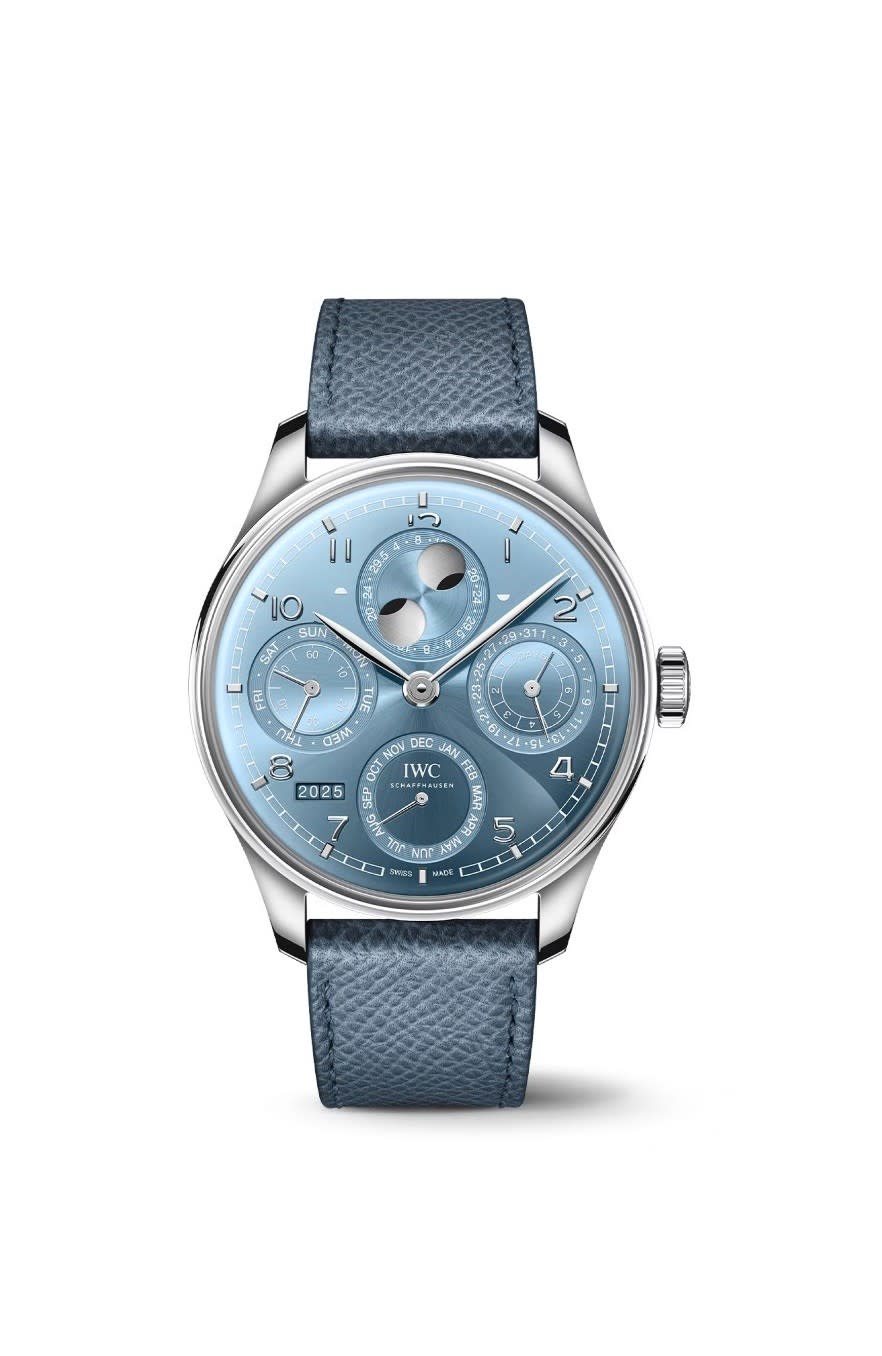 44mm Portugieser Perpetual Calendar Watch with Blue Dial in 18K White Gold, Strap