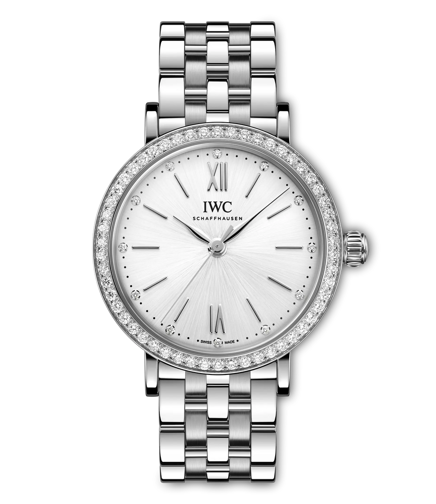 34mm Portofino Automatic Watch with Silver Dial in Stainless Steel, Bracelet
