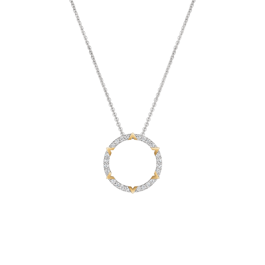 Copley 0.50ct Diamond Circle Pendant in 18K White and Yellow Gold, 18" chain