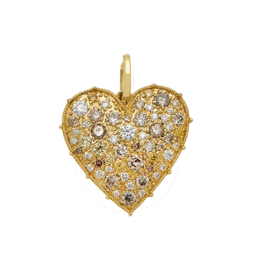 Confetti 0.86ct Multi-Color Diamond Heart Shaped Pendant in Yellow Gold