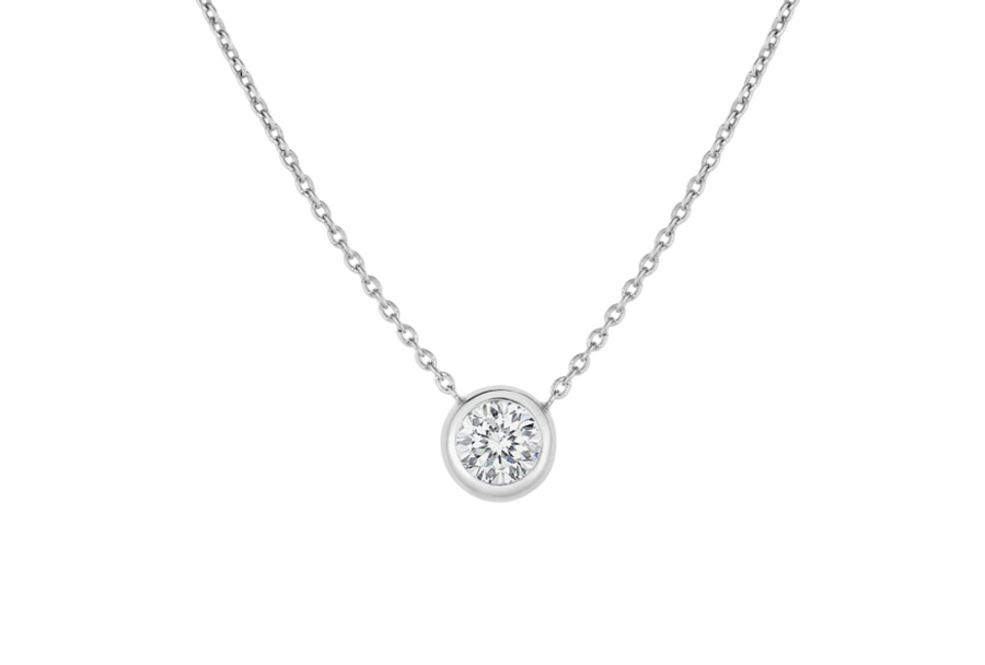 Diamond by the Inch 0.19ct Round Diamond Bezel Set Necklace in 18K White Gold, 20"