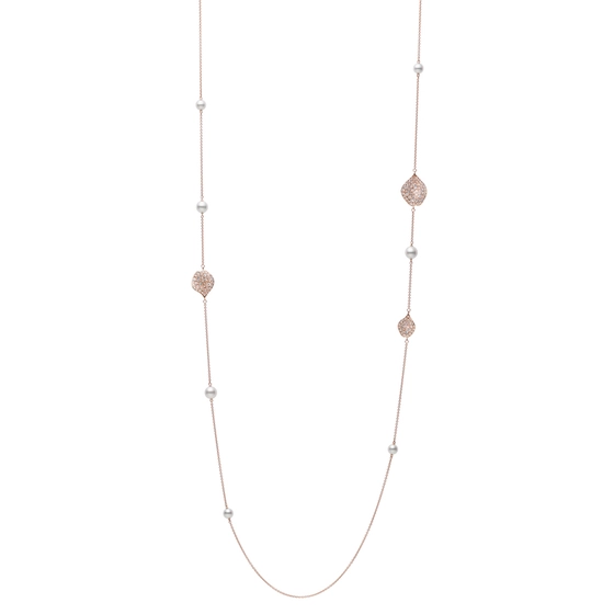 6-7.5mm A+ Akoya Pearl and 1.81ct Diamond Necklace in 18K Rose Gold, 37.5"