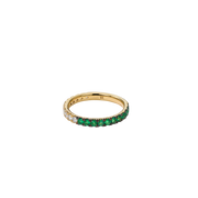 0.33ct Emerald and 0.32ct Diamond Half and Half Band in 18K Yellow Gold, size 6.5
