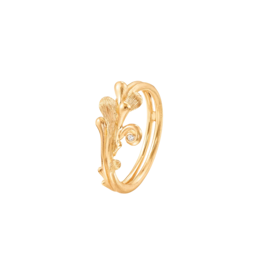BOHO 0.008ct Diamond Ring in 18K Yellow Gold, Size 6.5