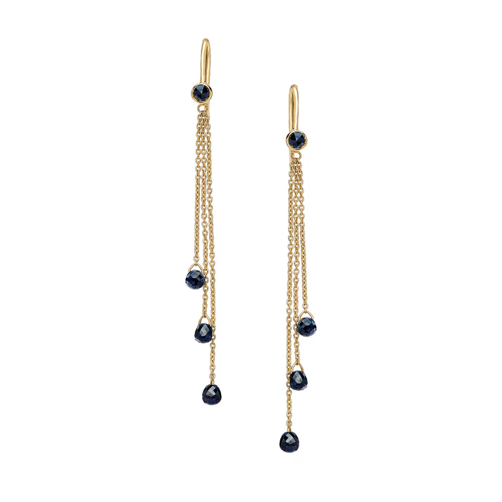 Noir 2.02ct Diamond Briolette Drop Earrings in 18K Yellow Gold