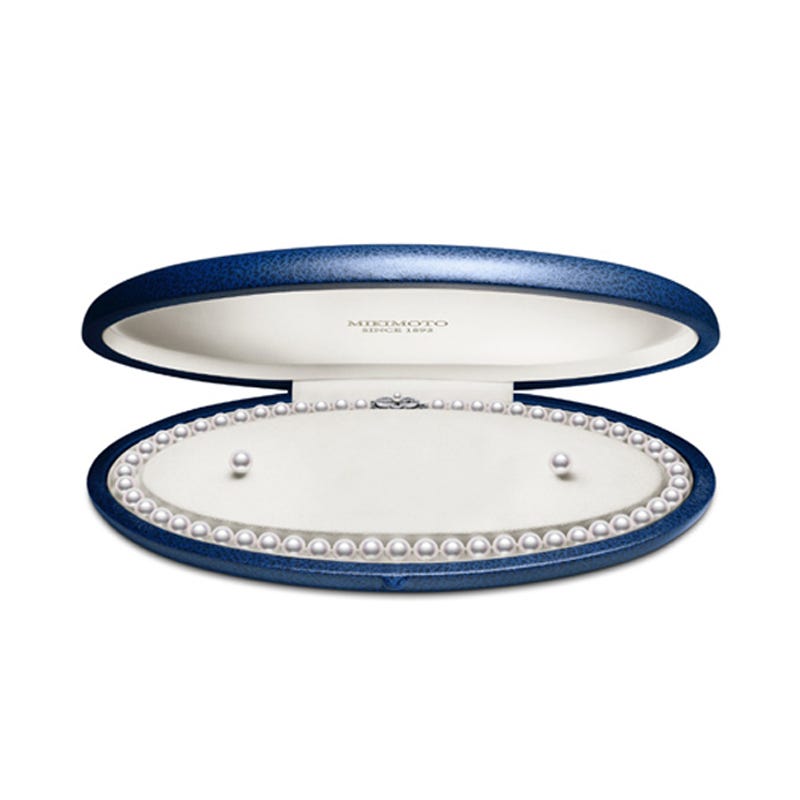 Everyday Essential 6-7mm A1 Akoya Pearl 18" Necklace and Stud Earring Set in 18K White Gold