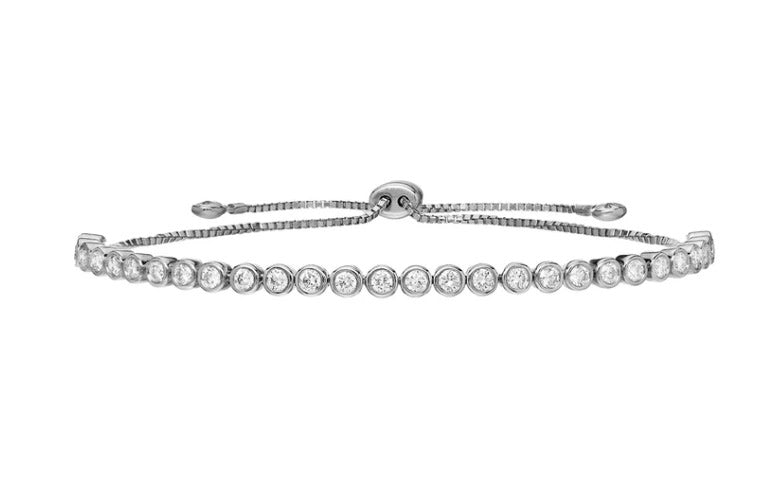 Modern Bezel 1.05ct Diamond Bolo Bracelet in 18K White Gold