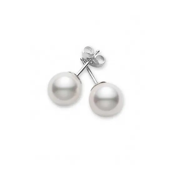 7.5-8mm AA Akoya Pearl Stud Earrings in 18K White Gold