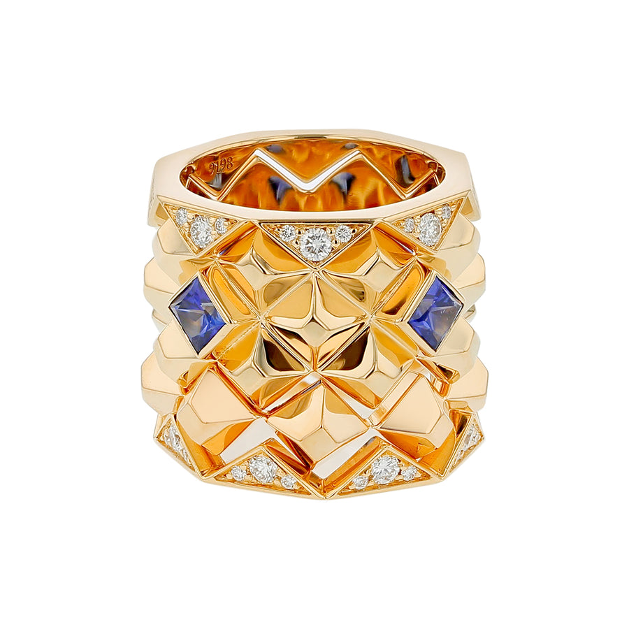 1.40ct Sapphire and 0.70ct Diamond 4 Stacking Ring in 18K Yellow Gold