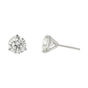 2.03ct Fire & Ice Round Brilliant Diamond 3 Prong Stud Earrings in 18K White Gold
