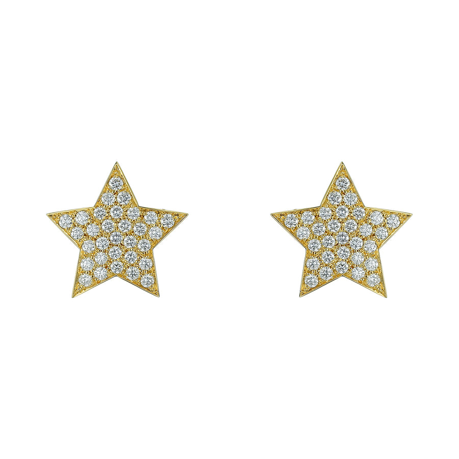 1.11ct Diamond Star Stud Earrings in 18K Yellow Gold, extra large