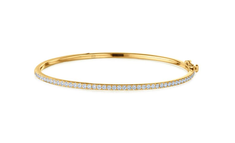 Stackable 0.90ct Diamond Slim Bangle Bracelet in 18K Yellow Gold