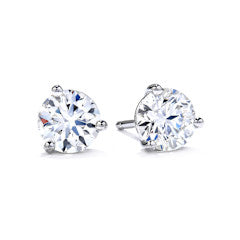 Hearts On Fire Diamond 3-Prong Stud Earrings in 18K White Gold