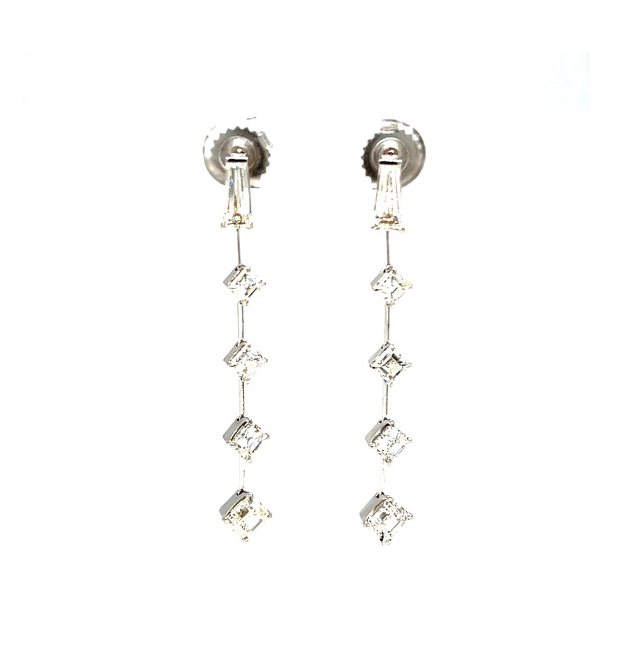 3.66ct Diamond Drop Earrings in 18K White Gold