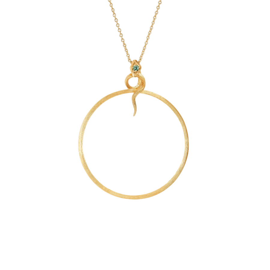 Snakes 0.02ct Green Diamond Magnifying Glass Pendant only in 18K Yellow Gold