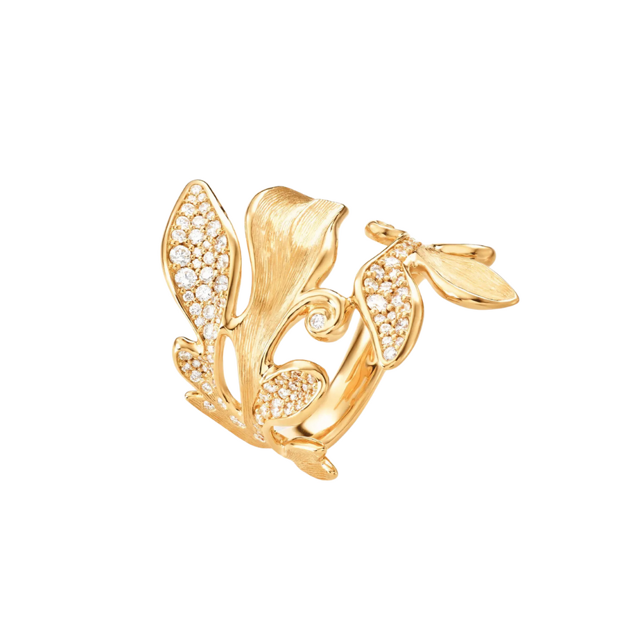 Forest 0.65ct Diamond Wrap Ring in 18K Yellow Gold, Size 7