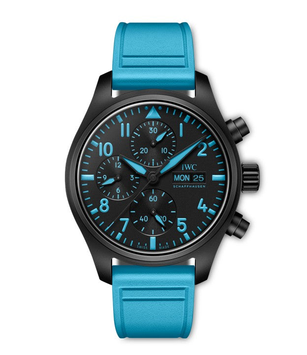 41mm Pilot's Watch Chronograph George Russell with Black Dial in Black Ceramic, Strap LTD