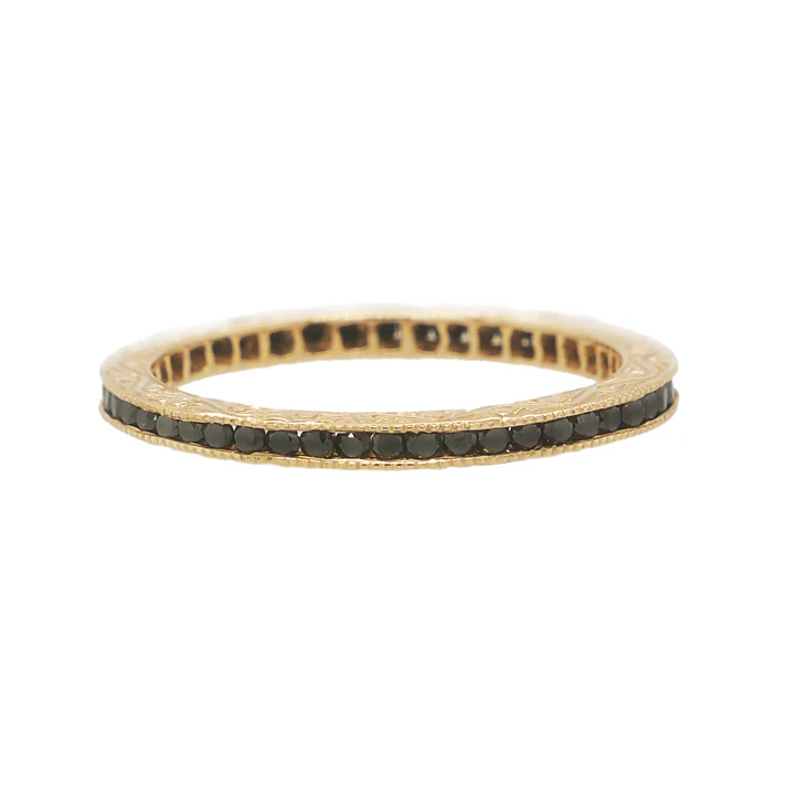 0.50ct Black Diamond Channel Set Eternity Band in 18K Yellow Gold, Size 7