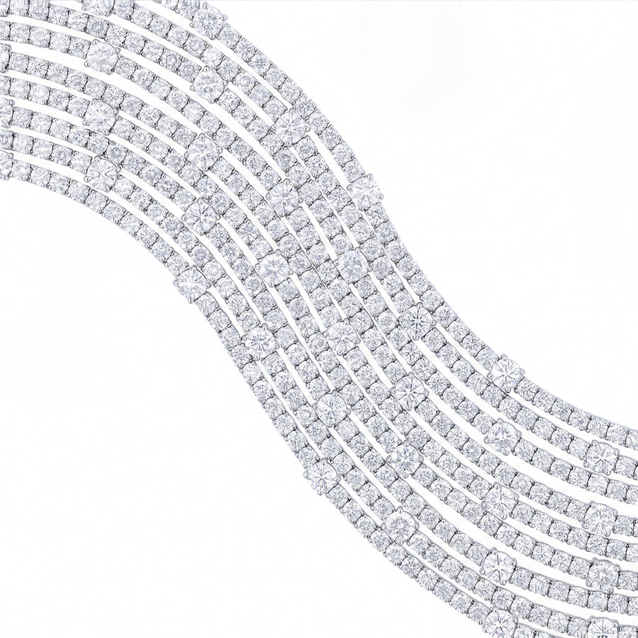 42.00ct Diamond 9 Row Bracelet in 18K White Gold, 7"
