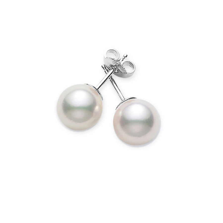 Everyday Essentials 7-7.5mm A+ Cultured Pearl Stud Earrings in 18K White Gold