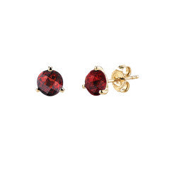 2.16ct Garnet Martini 3 Prong Stud Earrings in 14K Yellow Gold