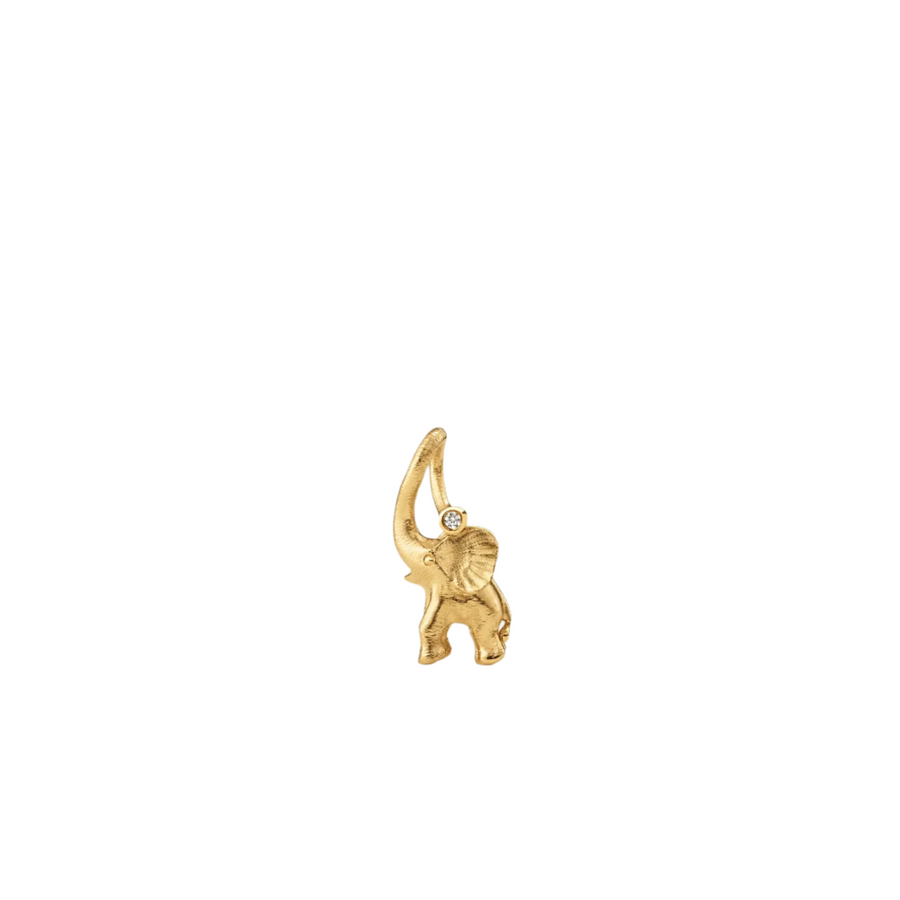 Elephant 0.01ct Diamond Small Pendant in 18K Yellow Gold, without chain