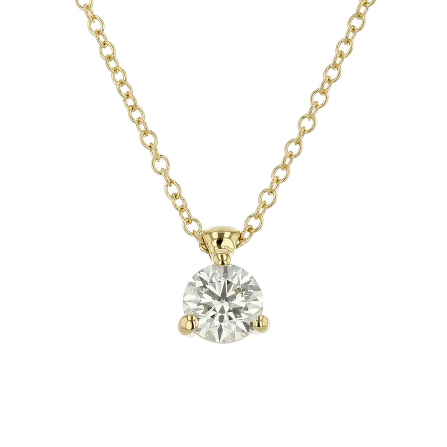 Hearts on Fire Classic 0.48-0.53ct Diamond Classic 3-Prong Solitaire Pendant in 18K Yellow Gold, 18" chain