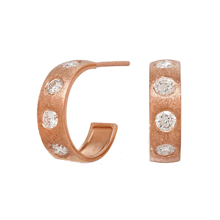 Dunes 0.93ct Diamond Huggie Hoop Earrings in 18K Rose Gold