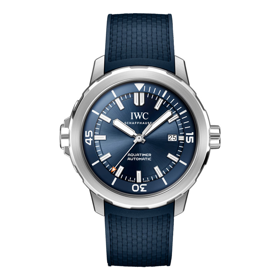 42mm Aquatimer Watch with Blue Dial in Stainless Steel, Strap