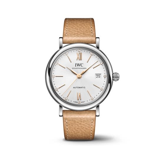 37mm Portofino Automatic Watch with Silver Dial in Stainless Steel, Strap