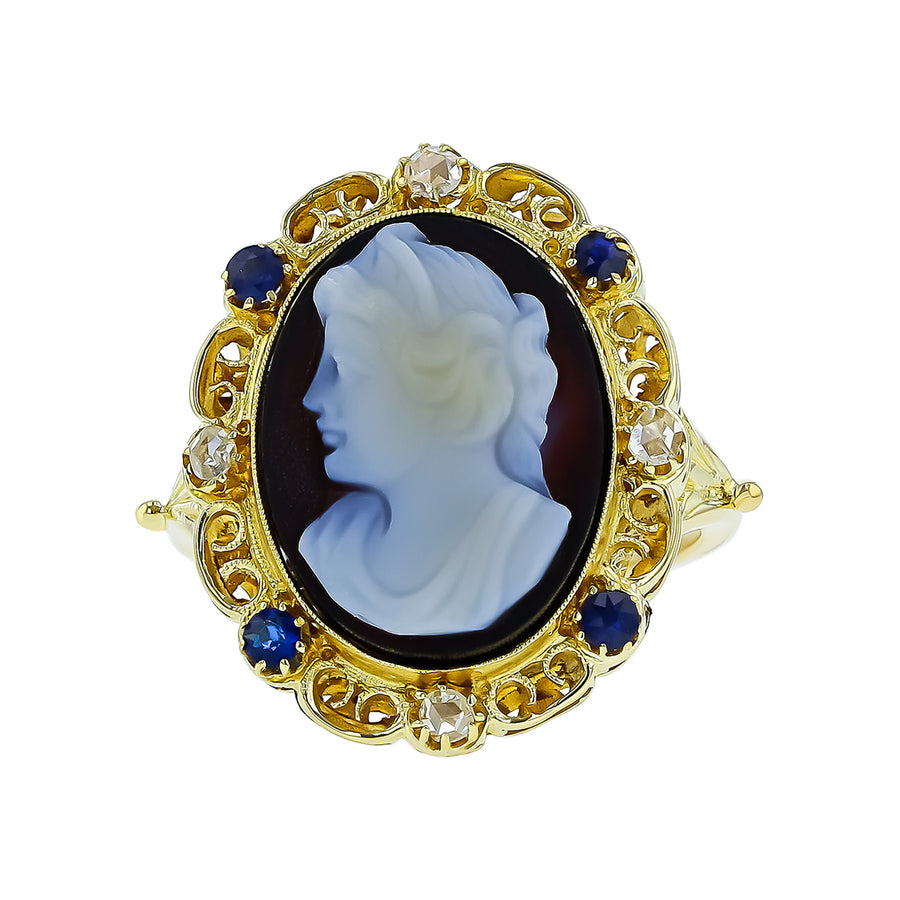 Victorian Cameo with Diamonds and Sapphires