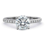 Comfort Fit 0.76ct Diamond Prong Set Partway Ring Semi Mount in 18K White Gold and Platinum Size 6