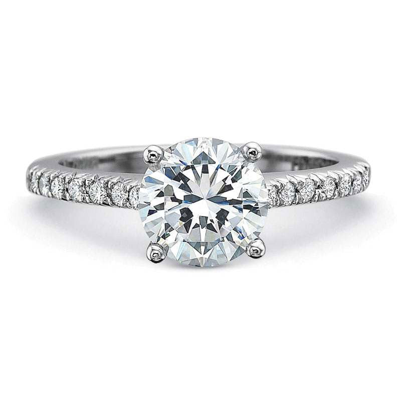 Comfort Fit 0.76ct Diamond Prong Set Partway Ring Semi Mount in 18K White Gold and Platinum Size 6
